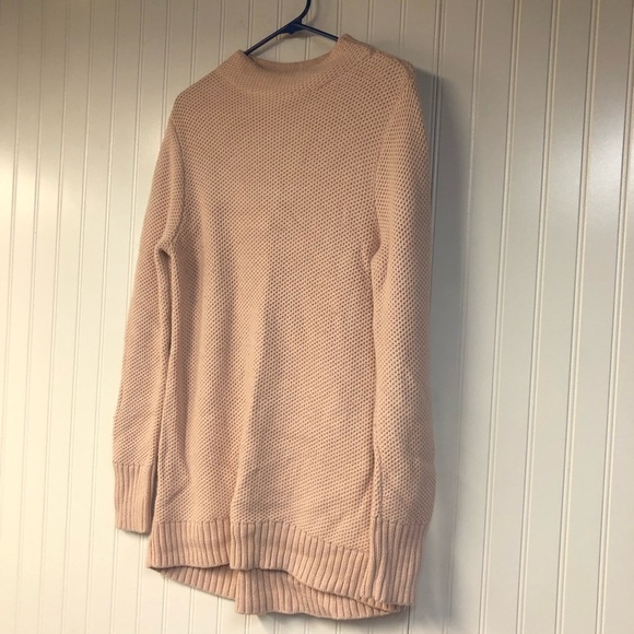 Duluth Trading Co Women's Light Pink Mock Neck Tunic Sweater Medium Thick Knit - Picture 2 of 4